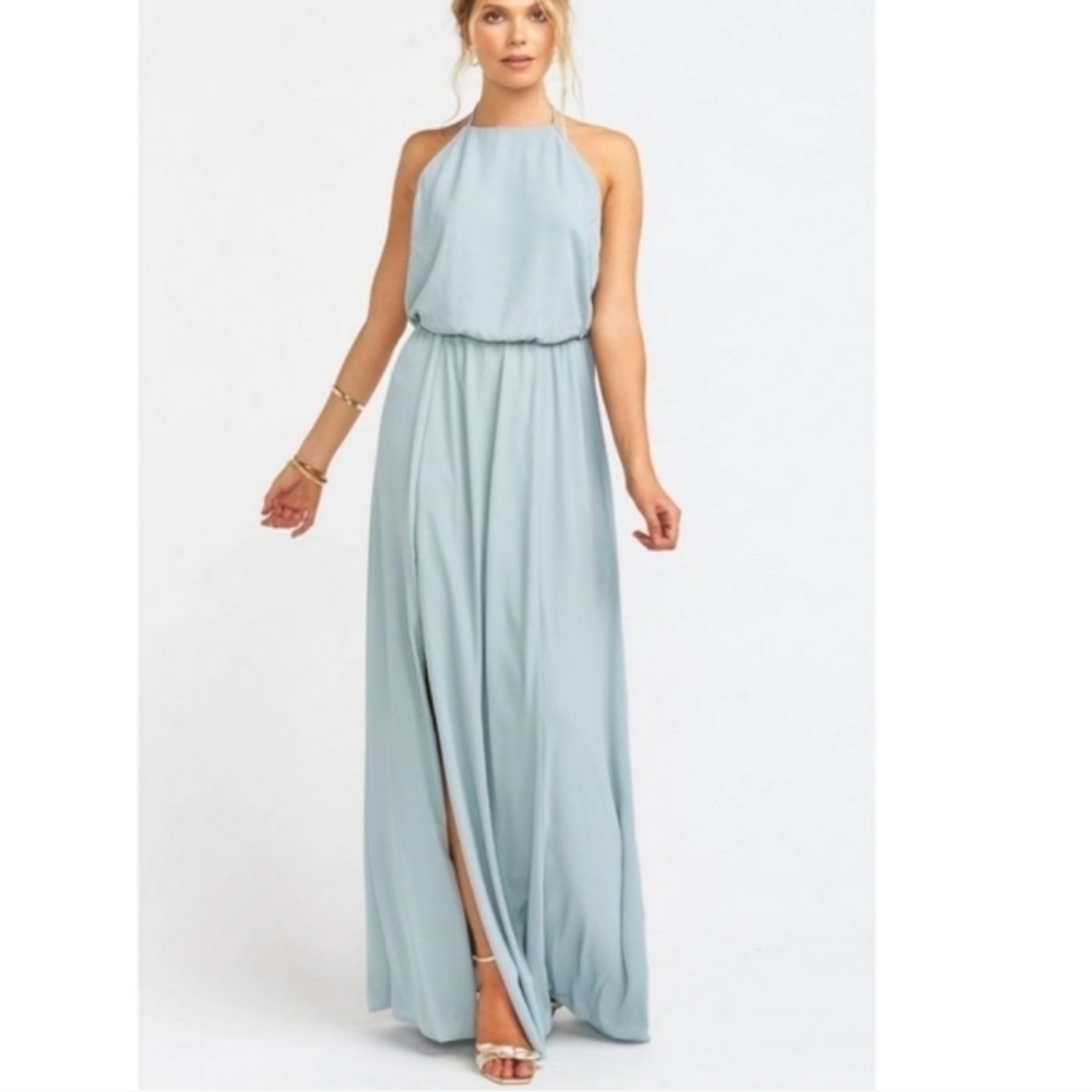 Show Me Your Mumu Heather Halter Maxi Dress Silver Sage Bridesmaid Wedding Small - Picture 5 of 16